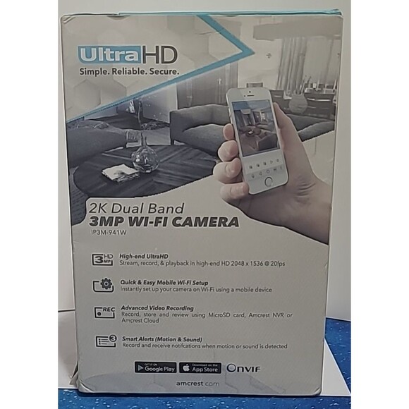 Amcrest Ultra HD 2K Dual Band IP3M-941W Video Security IP Camera - White  NIB - Picture 1 of 5